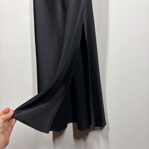 Anthropologie Square Neck Black Satin Slip Dress Size Small Petite - Picture 10 of 13